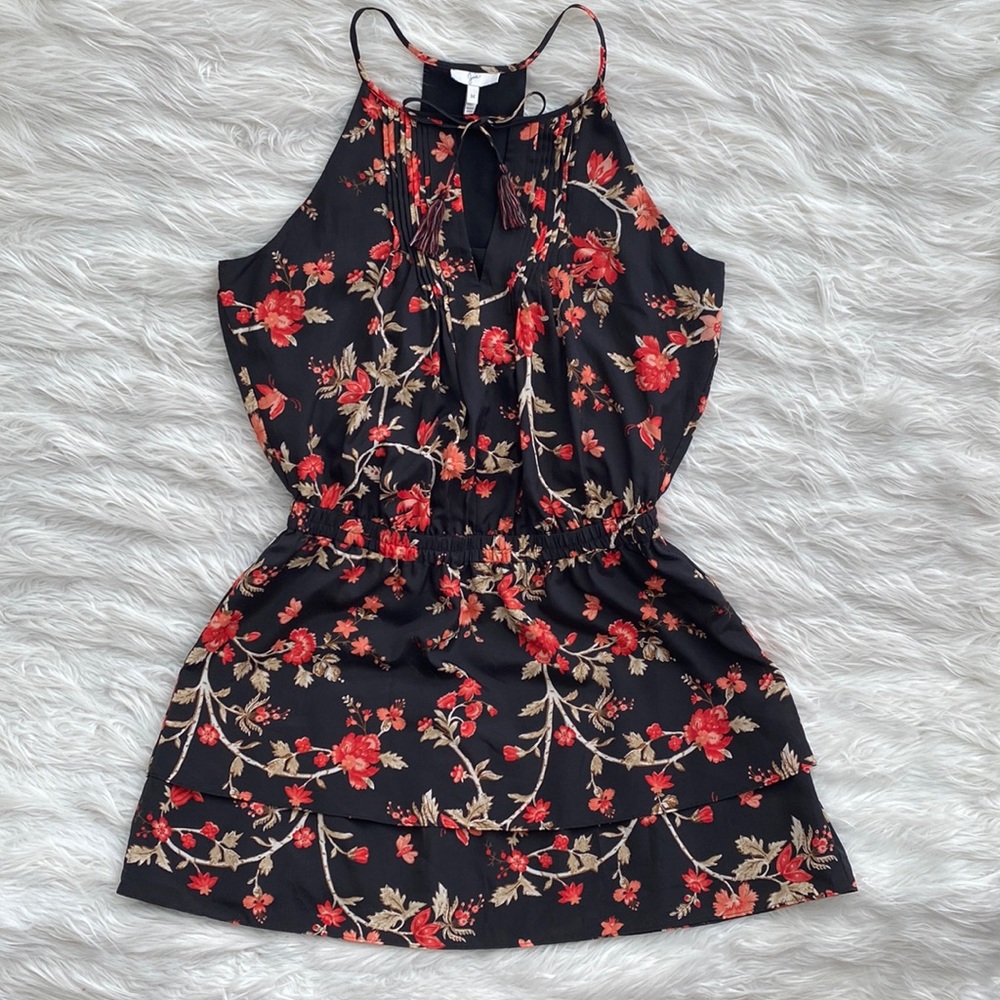 Joie | Jossa Pintuck Pleated Floral Dress in Caviar